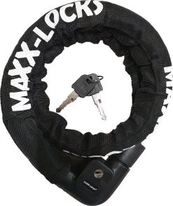 Maxx-Locks Bulls Kettingslot - Solid Pantserslot Uit Gehard Staal - Gebruik Slot Lock Motor Scooter Fiets Motorslot Scooterslot - Alternatief Voor Ketting Ringslot Cijferslot Kabelslot Beugelslot - Lengte 100CM Dikte 8MM - Zwart -Fiets Serie Winkel 1007x1200