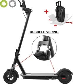 * SUPERDEAL * Techno PRO® TURBO - Premium Elektrische Step Voor Volwassenen En Kinderen - 30 Km/u - Dubbele Vering - E-Step - 8,5” Anti-lek Banden - Zwart - Inclusief Tas