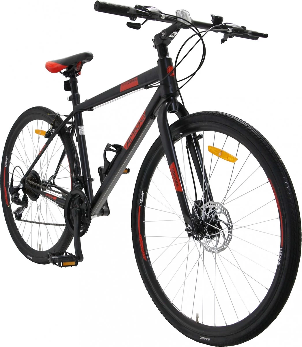 Amigo Control - Mountainbike 28 Inch - Voor Dames En Heren - Met 21 Versnellingen - Zwart/Rood 2 Amigo Control - Mountainbike 28 Inch - Voor Dames En Heren - Met 21 Versnellingen - Zwart/Rood - Afbeelding 2