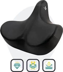Voltano City XXXL Fietszadel – Unisex Extra Breed Fietszadel – Tegen Zadelpijn – 100% Waterdicht – Incl. Gratis Zadelstrop - Zwart -Fiets Serie Winkel 1048x1200