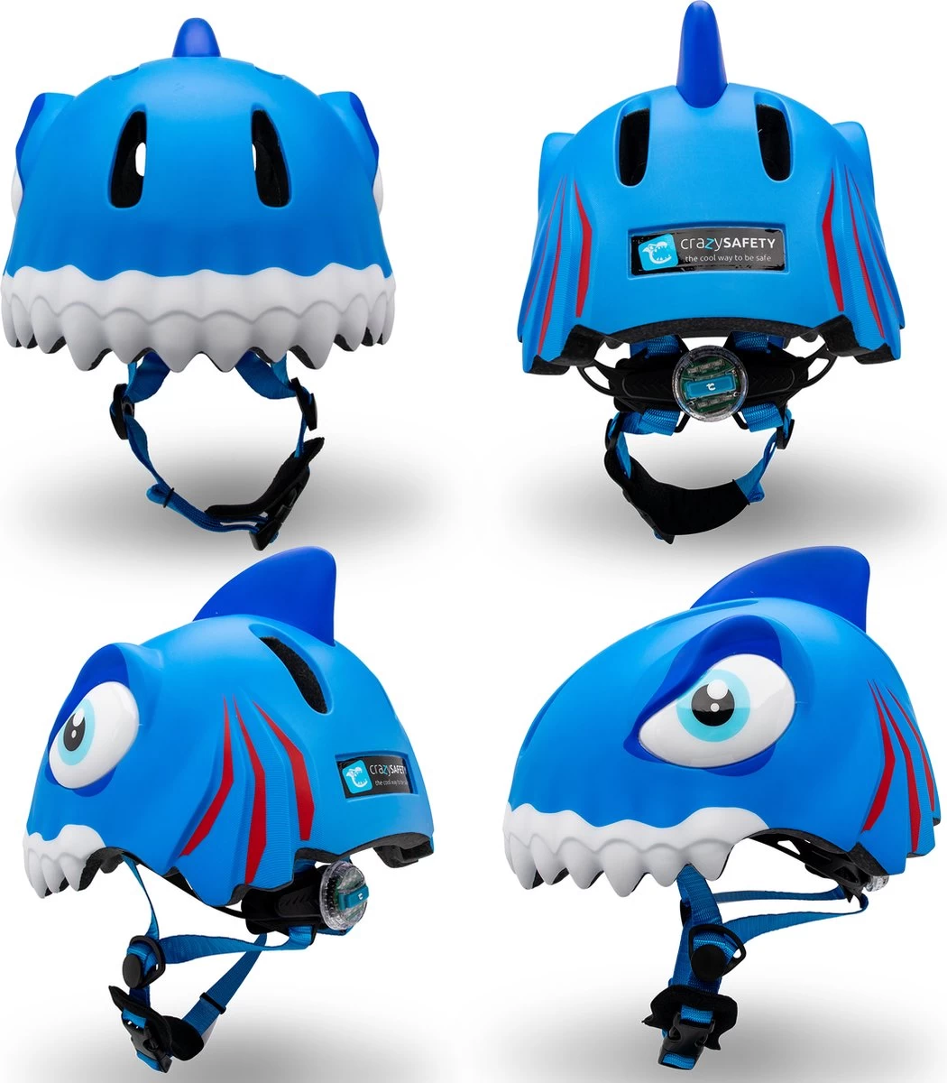 Crazy Safety - Kinderfietshelm - Blauwe Haai - S/M - 49-55 Cm Verstelbaar 6 Crazy Safety - Kinderfietshelm - Blauwe Haai - S/M - 49-55 Cm Verstelbaar - Afbeelding 6