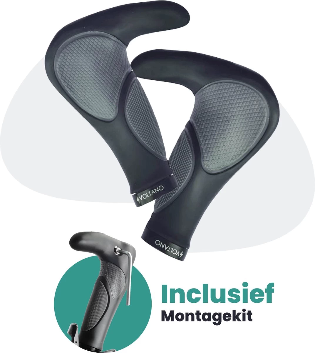 Voltano Ergonomisch Gevormde Fiets Handvatten Met Bar Ends - Handvat Eenvoudig Vastzetten Met Imbus - Incl. Bevestigingsmateriaal - Anti Plak Coating - Fietshandvatten Met Verhoogde Grip 1 Voltano Ergonomisch Gevormde Fiets Handvatten Met Bar Ends - Handvat Eenvoudig Vastzetten Met Imbus - Incl. Bevestigingsmateriaal - Anti Plak Coating - Fietshandvatten Met Verhoogde Grip