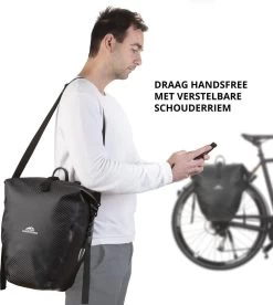 Dutch Mountains Enkele Fietstas | Sterke En 100% Waterdichte Fietstas En Schoudertas In 1 | 24 Liter | Carbon / Zwart -Fiets Serie Winkel 1074x1200