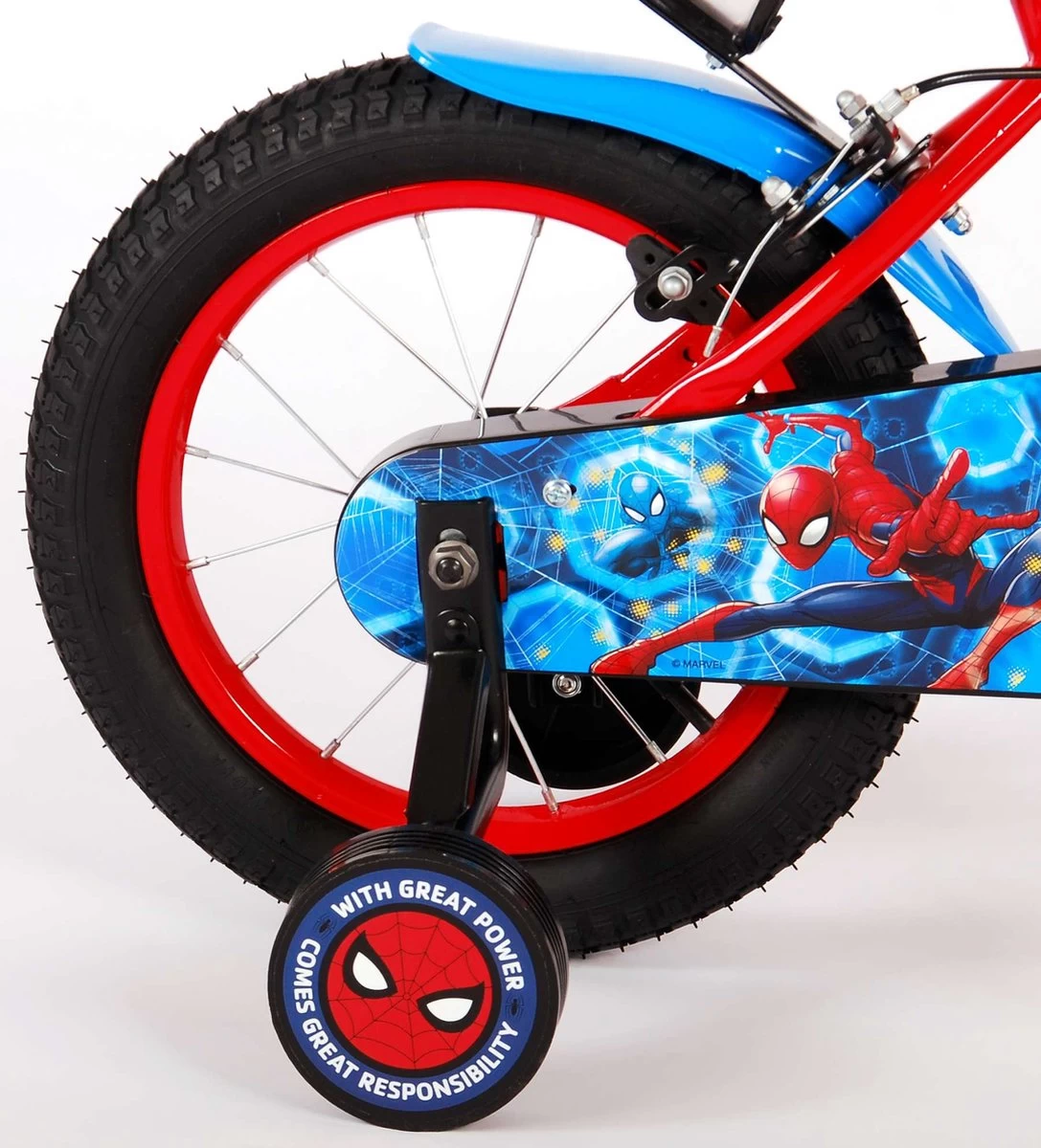 Spider-Man Kinderfiets - Jongens - 14 Inch - Rood/Blauw - Twee Handremmen 3 Spider-Man Kinderfiets - Jongens - 14 Inch - Rood/Blauw - Twee Handremmen - Afbeelding 3