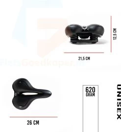 Voltano City / Tour Fietszadel - Comfortabel Gel Zadel - Met Uitsparing - Unisex - Zwart - Elastomeren Vering Voor Extra Comfort -Fiets Serie Winkel 1099x1200 2