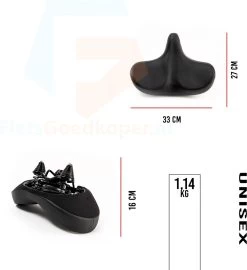 Voltano City XXXL Fietszadel – Unisex Extra Breed Fietszadel – Tegen Zadelpijn – 100% Waterdicht – Incl. Gratis Zadelstrop - Zwart -Fiets Serie Winkel 1099x1200 3