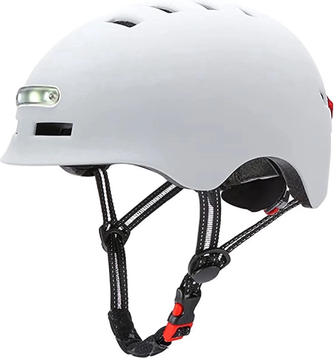 Fietshelm-Met Voor- En Achterlicht-Skatehelm -Maat-M-54 Tot 57cm-Helm Wit - LED Verlichting 1 Fietshelm-Met Voor- En Achterlicht-Skatehelm -Maat-M-54 Tot 57cm-Helm Wit - LED Verlichting