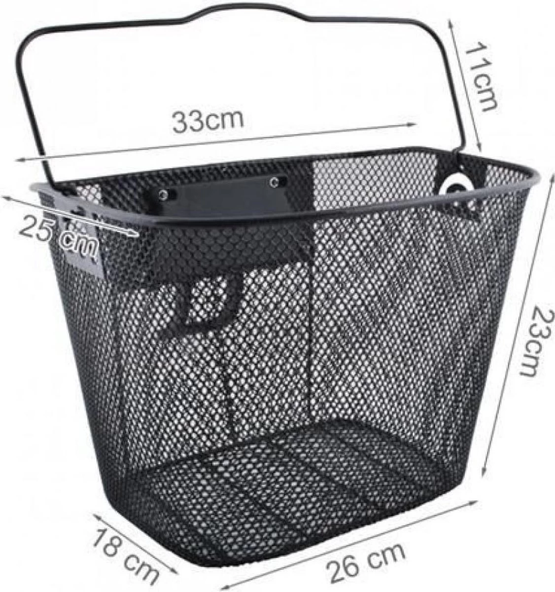 Metalen Stuur Fietsmand Inclusief Bevestigingssysteem - Afneembaar - Voor Op De Fiets - 33 X 25 X 23 Cm - Zwart 4 Metalen Stuur Fietsmand Inclusief Bevestigingssysteem - Afneembaar - Voor Op De Fiets - 33 X 25 X 23 Cm - Zwart - Afbeelding 4