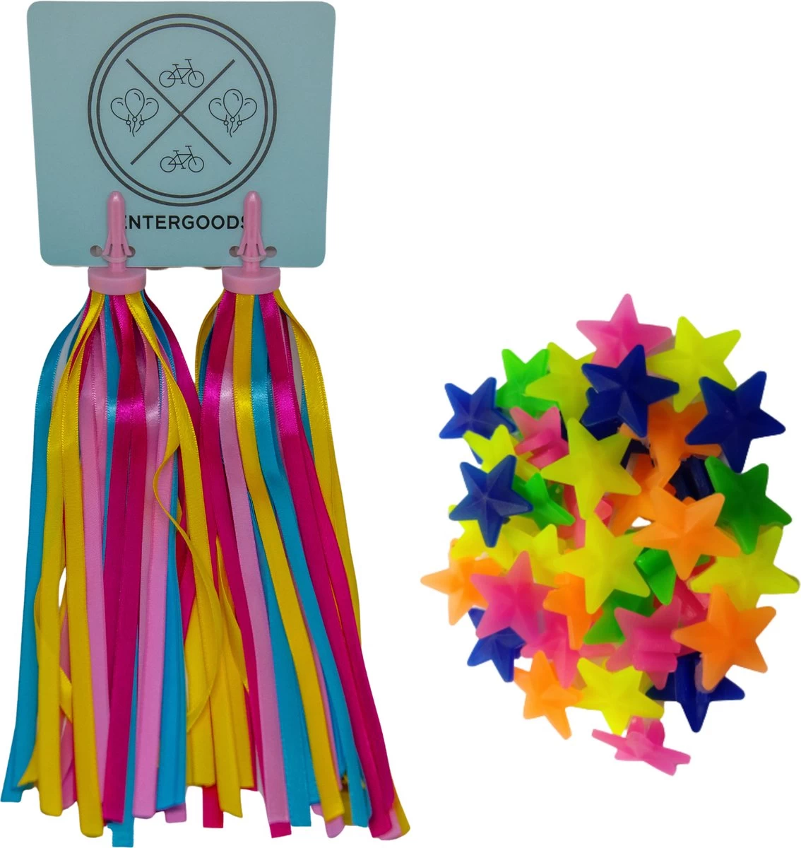 Entergoods® Fietsversiering Kinderfiets- Stuurslingers En Spaakkralen - Combi/Set - Fietsversiering Kinderen - Vrolijke Streamers Stuur + Spaakkralen Ster 1 Entergoods® Fietsversiering Kinderfiets- Stuurslingers En Spaakkralen - Combi/Set - Fietsversiering Kinderen - Vrolijke Streamers Stuur + Spaakkralen Ster