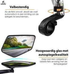 BikePro Verstelbare Fietsspiegel Set Incl. Reflectoren - Links & Rechts - Achteruitkijkspiegel Fiets - Geschikt Voor E Bike, Fiets, Motor, Step -Fiets Serie Winkel 1138x1200 3