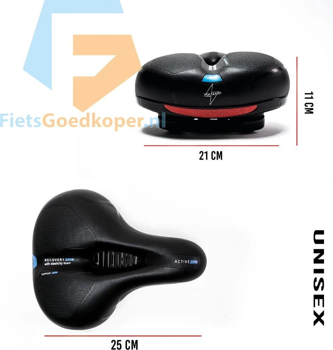 Voltano Fietszadel Met Gelpads - Zwart/Blauw - Uitsparing - Zadelvering - Unisex - Incl. Gratis Zadelstrop 2 Voltano Fietszadel Met Gelpads - Zwart/Blauw - Uitsparing - Zadelvering - Unisex - Incl. Gratis Zadelstrop - Afbeelding 2