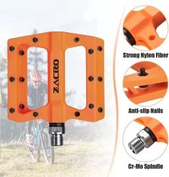 Zacro Fietspedalen - Nylon Antislip Mountainbike Pedalen - Platformpedalen - 9/16 - 2 Lagers - Antislip Waterdicht Anti Stof - Oranje -Fiets Serie Winkel 1147x1200 5