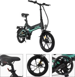Merkloos Hitway 14F005 Elektrische Fiets E-bike | Opvouwbaar | 250W Motor | 7.5Ah | 16" | Zwart / Groen -Fiets Serie Winkel 1164x1200 8