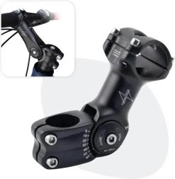 Voltano A-Head Verstelbare Stuurpen Voorbouw – 1-1/8” 28,6 / 110 Mm / 31,8 Mm – Zwart - º60 Graden Verstelbaar - Stuur Verhoger - Stuur Verlenger