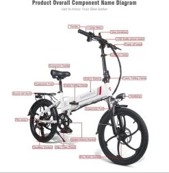 Samebike Elektrische Vouwfiet - Shimano 7 Speed Derailleur - 48V/ 10Ah Lithium Batterij - Aluminium -sportief/modern - 35km/u - Wit -Fiets Serie Winkel 1174x1200 7