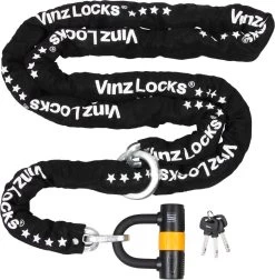 VINZ Trivor ART 4 Kettingslot - 300 Cm Motorslot Van Gehard Staal Met Ring / Scooterslot Met Hangslot / Bootslot 3 Meter /Schijfremslot