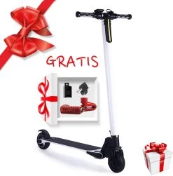 * SUPERDEAL * Techno LITE - Elektrische Step - Super Lichtgewicht - 23 Km/u - 3 Rijstanden - Opvouwbaar - Met LED Verlichting Voor & Achter - Wit