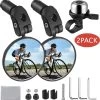 Zacro 2 Pack Fietsspiegel Ebike- Fietsbel- Veiligheidsspiegel- 360° Verstelbare En Draaibare Fietsspiegel– Universeel- Zwart