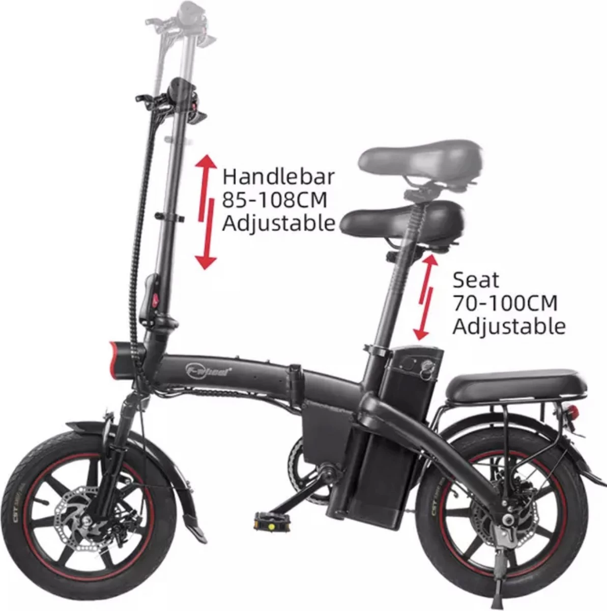 F-Wheel DYU A5 - Elektrische Vouwfiets - E Bike - 14 Inch - 7.5 Ah - 25km/u - Zwart 3 F-Wheel DYU A5 - Elektrische Vouwfiets - E Bike - 14 Inch - 7.5 Ah - 25km/u - Zwart - Afbeelding 3