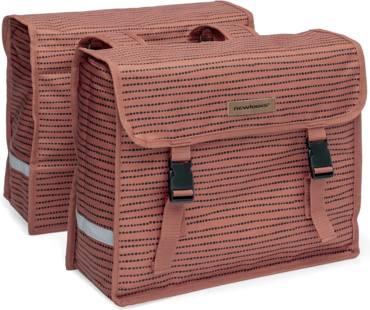 New Looxs Fiori Double Nomi Dubbele Fietstas - 30 Liter - Rood 1 New Looxs Fiori Double Nomi Dubbele Fietstas - 30 Liter - Rood