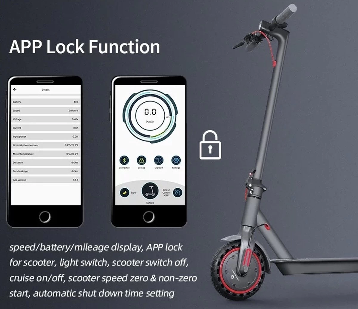 Comfort Inz - Long Range E Scooter - Elektrische Opvouwbare Step - 10.5Ah 350W - IOS Android Max. 31km/h 14 Comfort Inz - Long Range E Scooter - Elektrische Opvouwbare Step - 10.5Ah 350W - IOS Android Max. 31km/h - Afbeelding 14