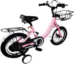 Kinderfiets -14 Inch Kinderfiets -vanaf 3-5 Jaar Jongens En Meisjes Fietsen -Terugtrap -Rem -Stabilisatoren（2 Zijwieltjes)-Mandje - Achterbank-de Bel-Roze -Fiets Serie Winkel 1200x1048 4