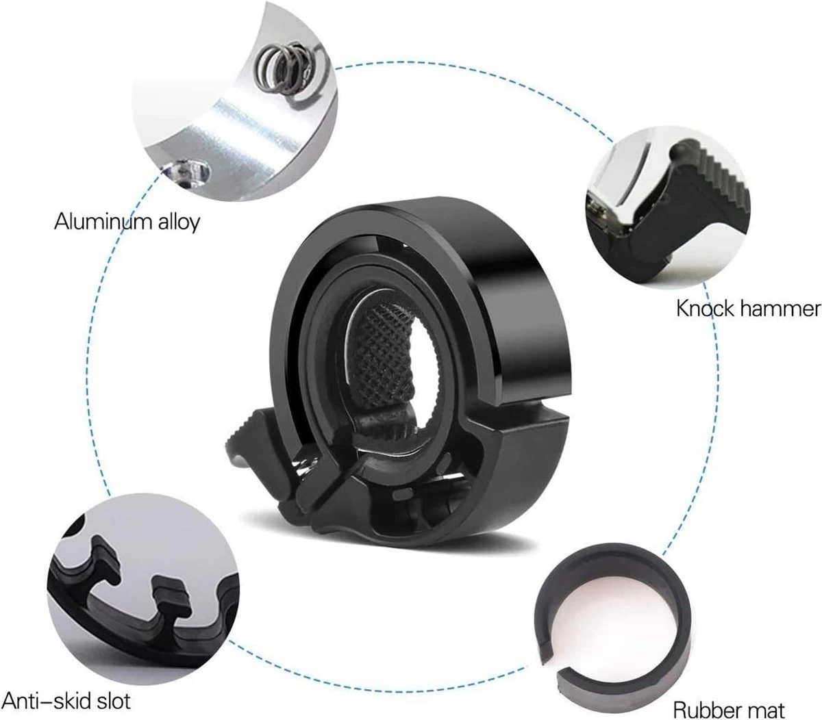 Fietsbel Voor 22mm Stuur - Mini Onzichtbare Bel - Voor MTB En Racefiets - Zwart 2 Fietsbel Voor 22mm Stuur - Mini Onzichtbare Bel - Voor MTB En Racefiets - Zwart - Afbeelding 2