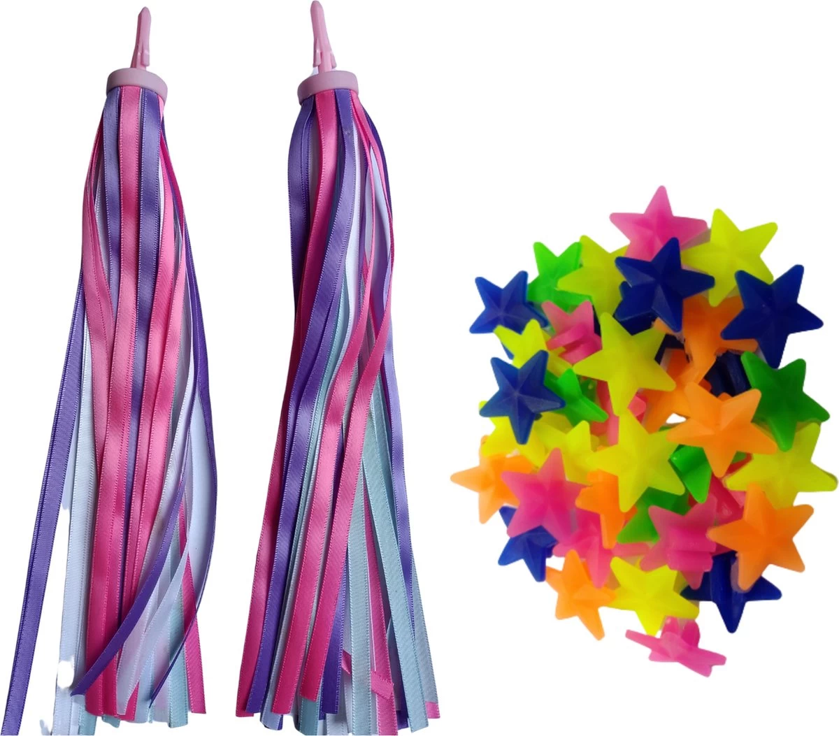 Entergoods® Fietsversiering Kinderfiets- Stuurslingers En Spaakkralen - Combi/Set - Fietsversiering Kinderen - Prinsessen Streamers Stuur + Spaakkralen Ster 2 Entergoods® Fietsversiering Kinderfiets- Stuurslingers En Spaakkralen - Combi/Set - Fietsversiering Kinderen - Prinsessen Streamers Stuur + Spaakkralen Ster - Afbeelding 2