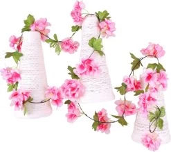 Bloemenslinger Fiets Donkerroze - Stijlvolle Bloemenstreng Voor Fietsmand Of Stuur - 220 CM Bloemen - Plastic Kunstbloemen Fiets Slinger