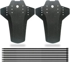 Set Van 2 - Universeel Spatborden - Inclusief Bevestiging Materiaal - Tie Wraps - Mountainbike Spatbord -Verstelbare Voor + Achter MTB Spatbord Set - Compatibel Met 20 "/24"/26 "/27.5"/29" Fiets - MBT Spatborden - 3D Carbon Patroon - Zwart