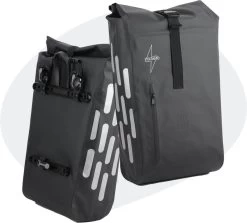 Voltano Luxe Fietstas 22L - Volledig Verstevigd - Enkele Pakaftas - Zwart - 100% Waterdicht - Hitte Gelast Voor Extra Stevigheid En 100% Waterdichtheid