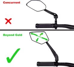 Beyond Gold - Fietsspiegel - Links - Reflectie Strip - E Step - Elektrische Fiets - Mountain Bike - Incl Grote Kijkhoek - Achteruitkijkspiegel - 360º Verstelbaar - Multifunctioneel - Incl Inbussleutel - Fiets Spiegel -Fiets Serie Winkel 1200x1083 3