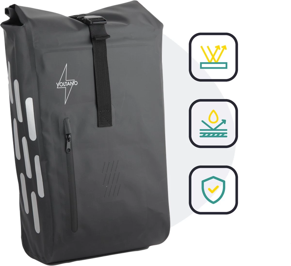 Voltano Luxe Fietstas 22L - Volledig Verstevigd - Enkele Pakaftas - Zwart - 100% Waterdicht - Hitte Gelast Voor Extra Stevigheid En 100% Waterdichtheid 8 Voltano Luxe Fietstas 22L - Volledig Verstevigd - Enkele Pakaftas - Zwart - 100% Waterdicht - Hitte Gelast Voor Extra Stevigheid En 100% Waterdichtheid - Afbeelding 8