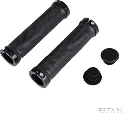 ESTARK® - Fietshandvatten - Lock-On - Handvatten - Universeel - Fiets – Mountainbike – Professioneel - Grips - Extra Grip – Fietshandvaten -Handvaten - Handig Te Monteren - Anti-slip – Fietsen – Stuur – Bikegrips – Lock-on Aanspanbaar - Zwart - LO-zw -Fiets Serie Winkel 1200x1108 3