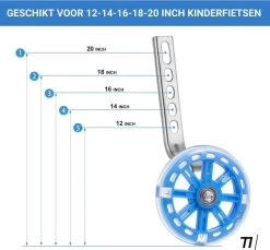 TIKKENS® Zijwieltjes - 12-20 Inch - LED Lichtjes - Zijwieltjes Voor Kinderfiets - Zwart - 12 Inch/14 Inch/16 Inch/18 Inch/20 Inch - Zijwielen - Kinderfietsaccessoires -Fiets Serie Winkel 1200x1113