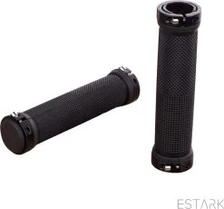 ESTARK® - Fietshandvatten - Lock-On - Handvatten - Universeel - Fiets – Mountainbike – Professioneel - Grips - Extra Grip – Fietshandvaten -Handvaten - Handig Te Monteren - Anti-slip – Fietsen – Stuur – Bikegrips – Lock-on Aanspanbaar - Zwart - LO-zw -Fiets Serie Winkel 1200x1118 2