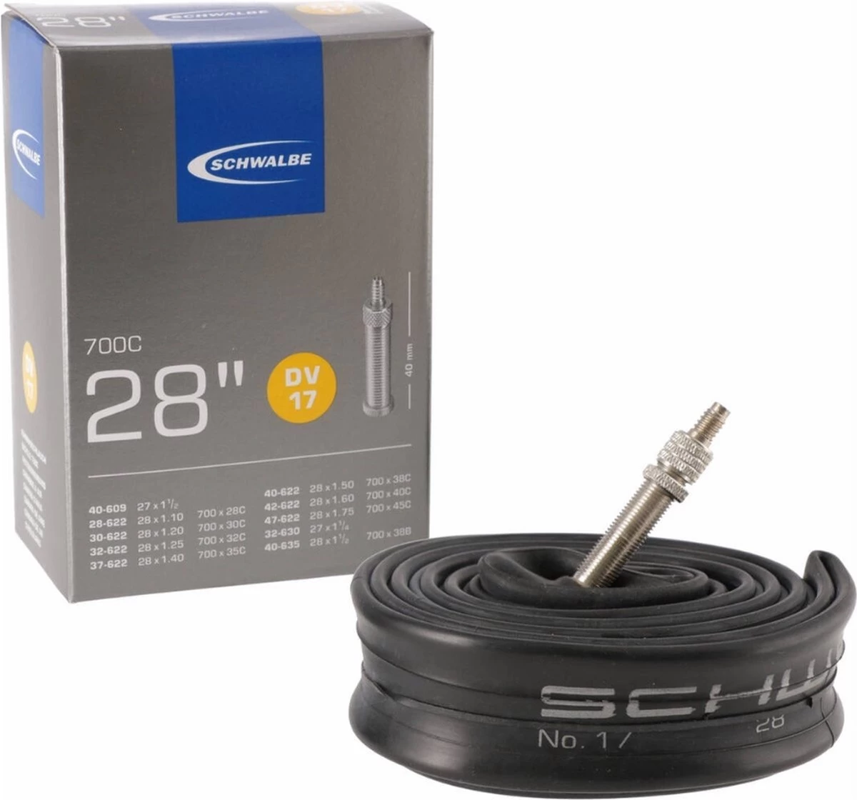 Schwalbe Binnenband - DV17 - 28 Inch X 1.10 - 1.75 - Hollands Ventiel - 40mm 2 Schwalbe Binnenband - DV17 - 28 Inch X 1.10 - 1.75 - Hollands Ventiel - 40mm - Afbeelding 2