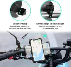 LURK® Telefoonhouder Voor Fiets/Motor/Scooter - Fietshouder – Fiets En Scooter Accessoires – Smartphonehouder Universeel - Schokbestendig - 360° Draaibaar – Tot 17 Cm -Fiets Serie Winkel 1200x1133 9