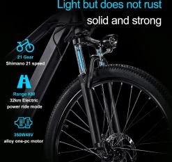 Elektrische Fiets Off-Road | E-Fietsen | Electric Mountain Bike | E-bike | 250W Motor | 26 Inch | Zwart BK7 -Fiets Serie Winkel 1200x1134 14