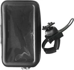 Merkloos Telefoonhouder Fiets Universeel Waterproof - Smartphonehouder O.a Iphone/Samsung - Stuurklem - Tot 7.5 Inch - Zwart Hoesje Met Doorzichtig Folie