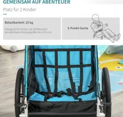 HOMCOM 3-in-1 Kinderaanhanger Jogger Fietskar Voor 2 Kinderen Aluminium 440-018 -Fiets Serie Winkel 1200x1145 3