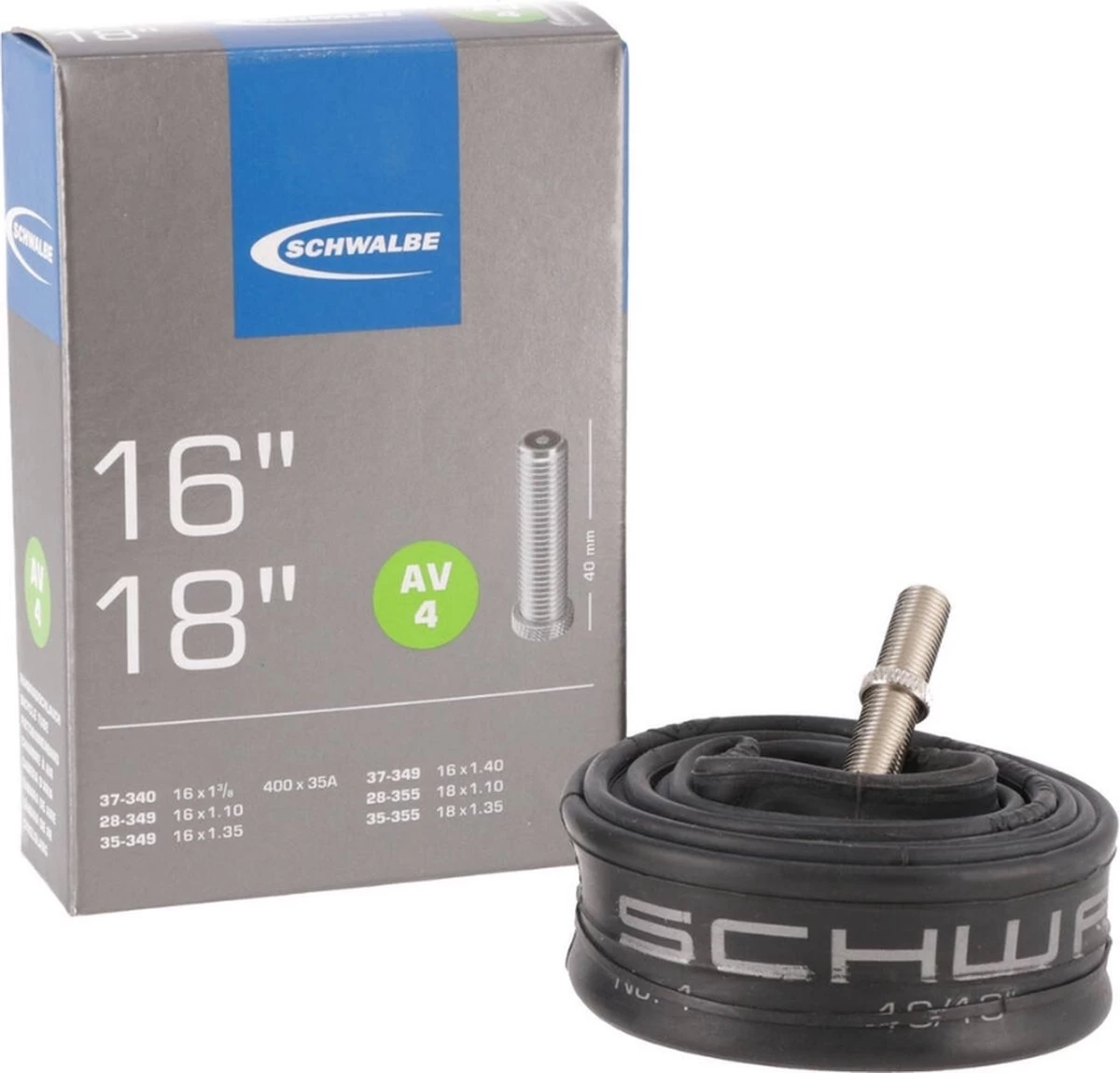 Schwalbe Binnenband - AV4 - 16 Inch X 1 3/8 - 18 X 1.35 - Auto Ventiel - 40mm 2 Schwalbe Binnenband - AV4 - 16 Inch X 1 3/8 - 18 X 1.35 - Auto Ventiel - 40mm - Afbeelding 2