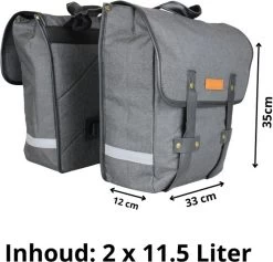 Dubbele Fietstas Grijs/zwart - Kleine Fietstas Dubbel - Fietstassen Waterdicht - 23 Liter - Fluorescerend - Stevige Fietstas -Fiets Serie Winkel 1200x1152