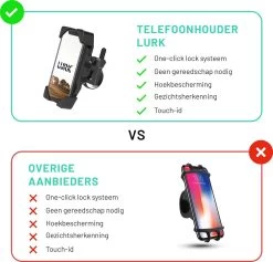 LURK® Telefoonhouder Voor Fiets/Motor/Scooter - Fietshouder – Fiets En Scooter Accessoires – Smartphonehouder Universeel - Schokbestendig - 360° Draaibaar – Tot 17 Cm -Fiets Serie Winkel 1200x1153 11
