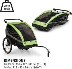 Klarfit Kiddy King Fietskar Voor Kinderen - Fietsaanhanger Voor 1 Tot 2 Kinderen Vanaf 12 Maanden - Joggerbuggy - Met Gaas En Regehoes - Inclusief Opbergruimte -Fiets Serie Winkel 1200x1153 4