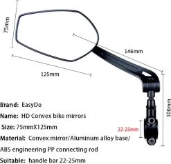 EasyDo Fietsspiegel Ebike Incl Grote Kijkhoek - Achteruitkijkspiegel - Links - 360º Verstelbaar - Multifunctioneel - Incl Inbussleutel -Fiets Serie Winkel 1200x1156 7