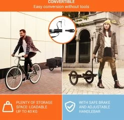 Cargo Bull Travel Aanhangwagen 40kg Fietsaanhanger Zwart/hout -Fiets Serie Winkel 1200x1159 1