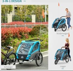 HOMCOM 3-in-1 Kinderaanhanger Jogger Fietskar Voor 2 Kinderen Aluminium 440-018 -Fiets Serie Winkel 1200x1163 2
