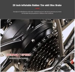 Samebike Elektrische Vouwfiet - Shimano 7 Speed Derailleur - 48V/ 10Ah Lithium Batterij - Aluminium -sportief/modern - 35km/u - Wit -Fiets Serie Winkel 1200x1167 11