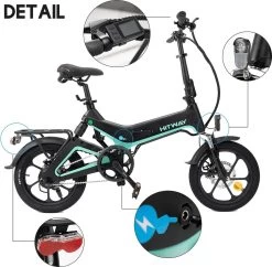 Merkloos Hitway 14F005 Elektrische Fiets E-bike | Opvouwbaar | 250W Motor | 7.5Ah | 16" | Zwart / Groen -Fiets Serie Winkel 1200x1178 16